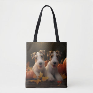 Trådfox Terrier Puppy Autumn Delight Pumpkin Tygkasse