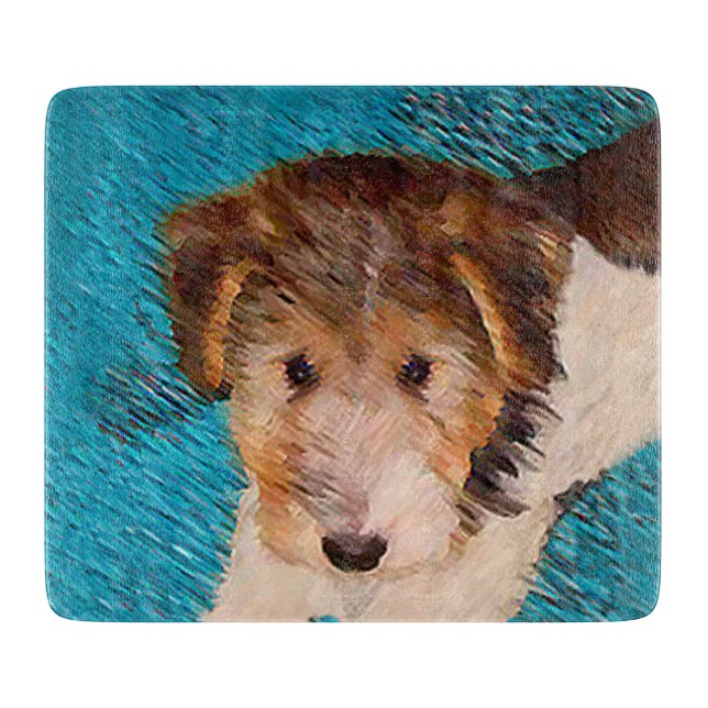 Trådfox Terrier Puppy Painting - Original Hund Art (Framsidan)