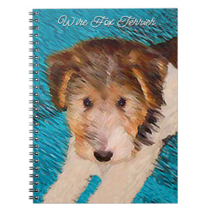 Trådfox Terrier Puppy Painting - Original Hund Art Anteckningsbok