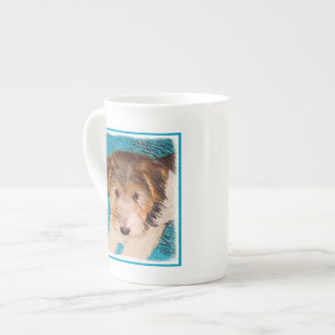 Trådfox Terrier Puppy Painting - Original Hund Art Benporslin Mugg