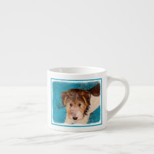 Trådfox Terrier Puppy Painting - Original Hund Art Espressomugg
