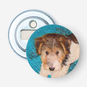 Trådfox Terrier Puppy Painting - Original Hund Art Flasköppnare