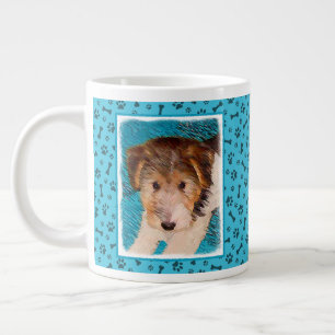 Trådfox Terrier Puppy Painting - Original Hund Art Jumbo Mugg