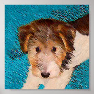 Trådfox Terrier Puppy Painting - Original Hund Art Poster