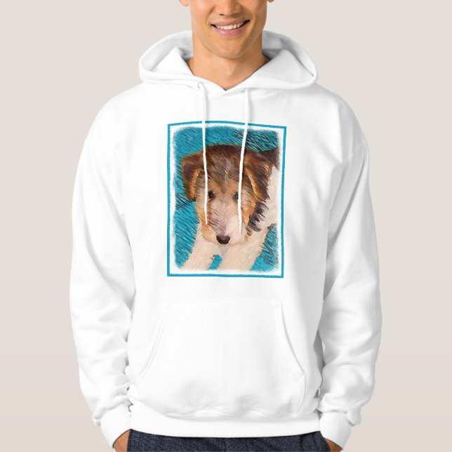Trådfox Terrier Puppy Painting - Original Hund Art Sweatshirt (Framsida)