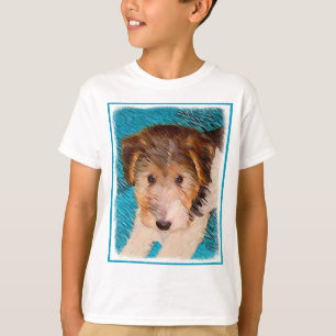 Trådfox Terrier Puppy Painting - Original Hund Art T Shirt