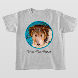 Trådfox Terrier Puppy Painting - Original Hund Art T Shirt