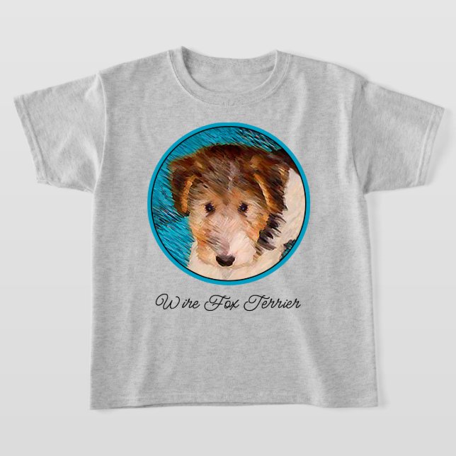 Trådfox Terrier Puppy Painting - Original Hund Art T Shirt (Laydown)