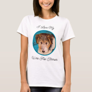 Trådfox Terrier Puppy Painting - Original Hund Art T Shirt