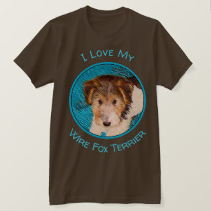 Trådfox Terrier Puppy Painting - Original Hund Art T Shirt