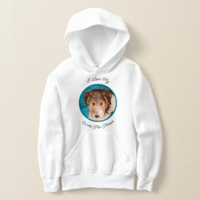 Trådfox Terrier Puppy Painting - Original Hund Art T Shirt (Laydown)