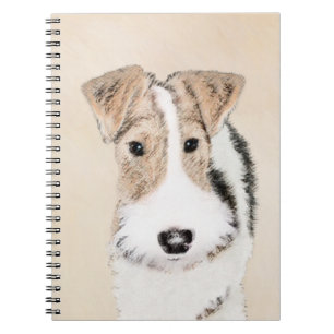 Trådfoxtererimålning - Cute Original Hund Art Anteckningsbok Med Spiral