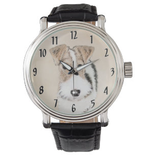 Trådfoxtererimålning - Cute Original Hund Art Armbandsur