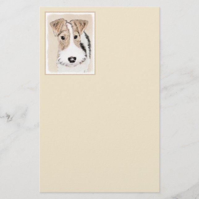 Trådfoxtererimålning - Cute Original Hund Art Brevpapper (Framsida)