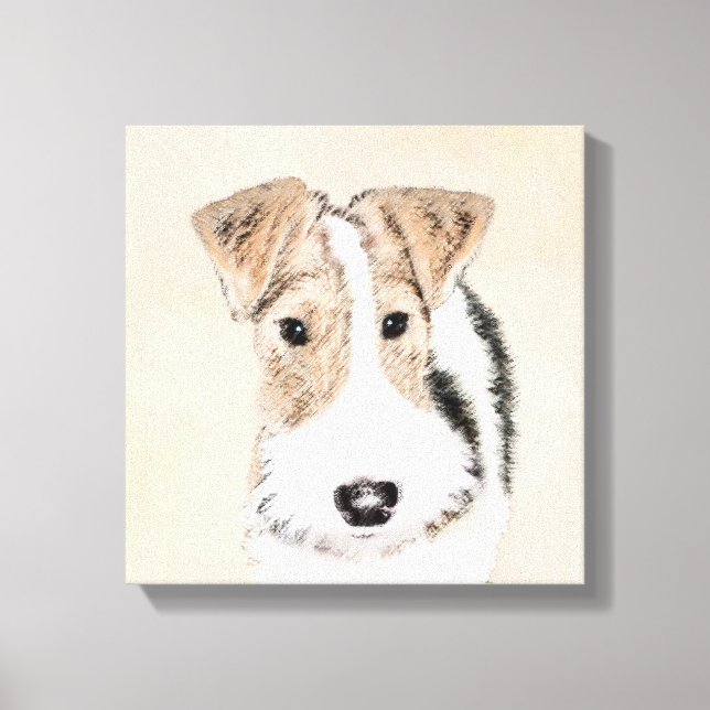 Trådfoxtererimålning - Cute Original Hund Art Canvastryck (Framsida)
