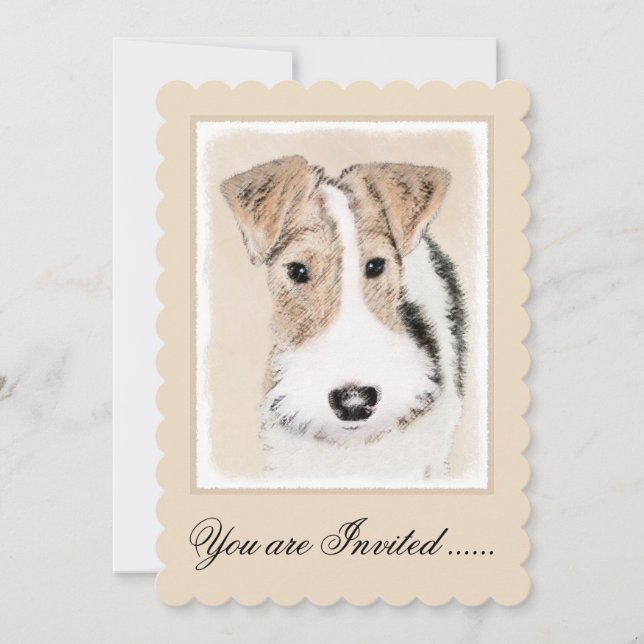 Trådfoxtererimålning - Cute Original Hund Art Inbjudningar (Framsida)