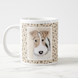 Trådfoxtererimålning - Cute Original Hund Art Jumbo Mugg