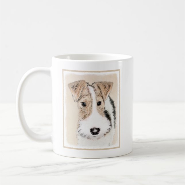 Trådfoxtererimålning - Cute Original Hund Art Kaffemugg (Vänster)