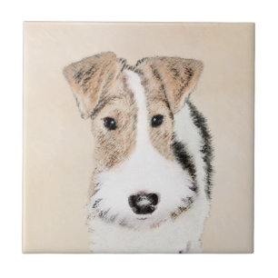 Trådfoxtererimålning - Cute Original Hund Art Kakelplatta