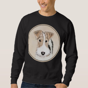 Trådfoxtererimålning - Cute Original Hund Art Lång Ärmad Tröja