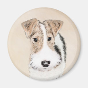 Trådfoxtererimålning - Cute Original Hund Art Magnet