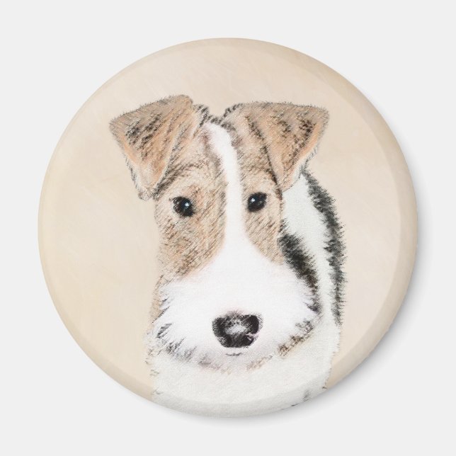 Trådfoxtererimålning - Cute Original Hund Art Magnet (Framsidan)