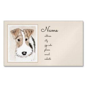 Trådfoxtererimålning - Cute Original Hund Art Magnetiska Visitkort
