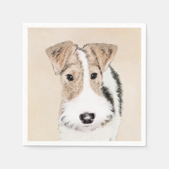 Trådfoxtererimålning - Cute Original Hund Art Pappersservett (Framsidan)