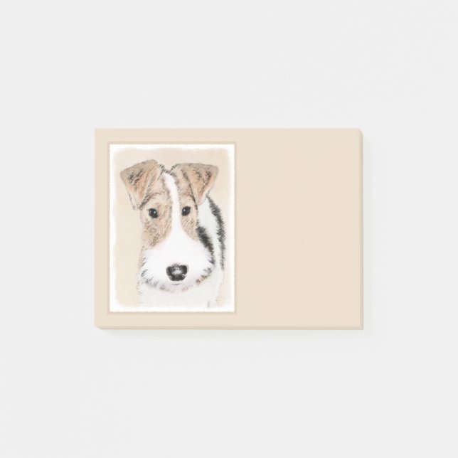 Trådfoxtererimålning - Cute Original Hund Art Post-it Block (Framsida)