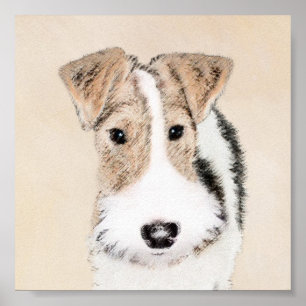 Trådfoxtererimålning - Cute Original Hund Art Poster