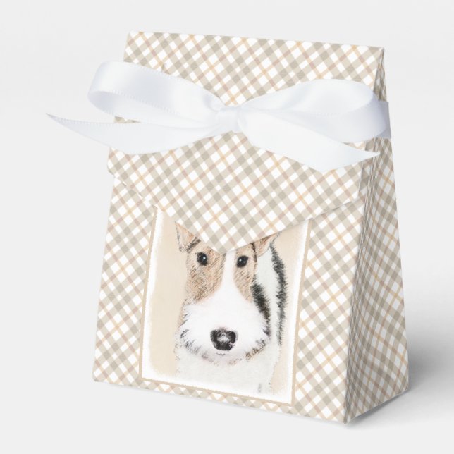 Trådfoxtererimålning - Cute Original Hund Art Presentaskar (Framsidan Sidan)