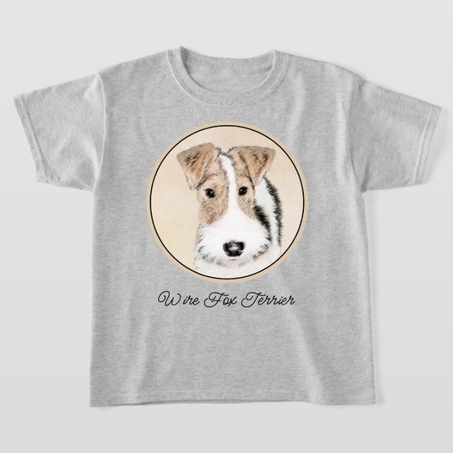 Trådfoxtererimålning - Cute Original Hund Art T Shirt (Laydown)
