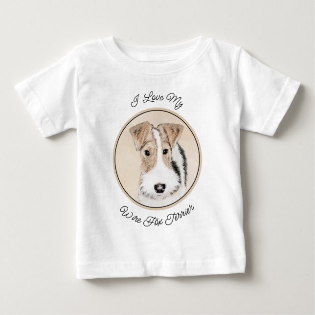 Trådfoxtererimålning - Cute Original Hund Art T Shirt (Framsida)
