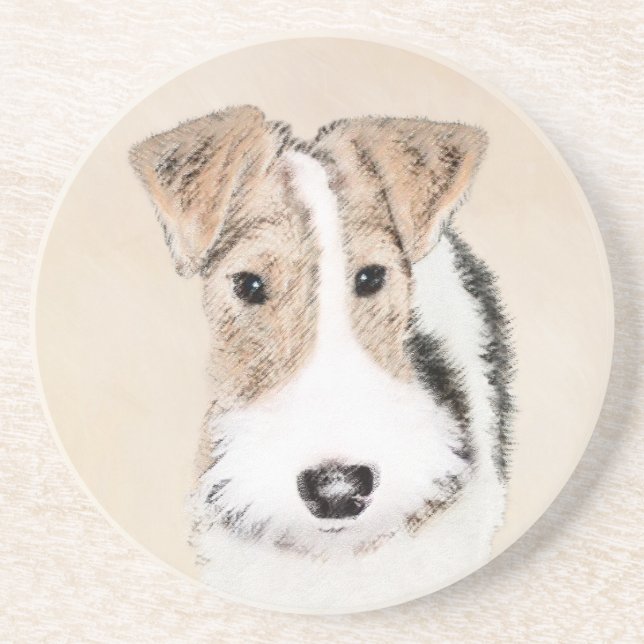 Trådfoxtererimålning - Cute Original Hund Art Underlägg (Framsidan)