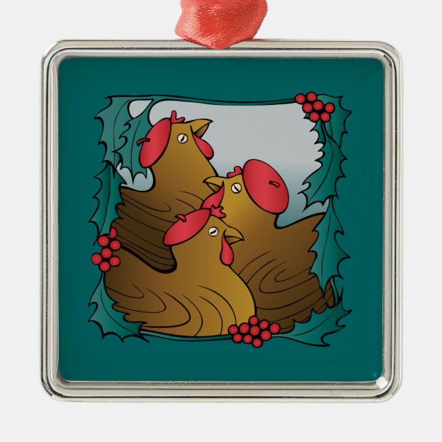 Trädfranskhönor Julgransprydnad Metall (Framsidan)