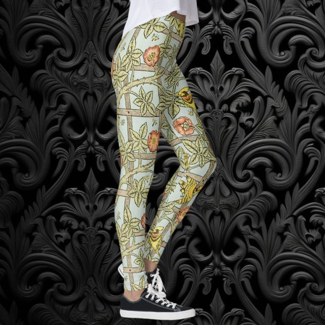 Trädgaller av William Morris, Vintage trädgårdstex Leggings (Trellis by William Morris, Vintage Garden Textile Leggings)