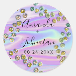 Trädgård Abstrakt Punkter Namn Datum Svart Hologra Runt Klistermärke