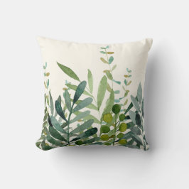 Trädgård - Akvarell Botaniska blad  Kudde