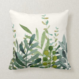 Trädgård - Akvarell Botaniska blad Kudde