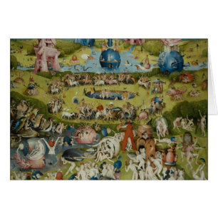 Trädgård av jordiska fröjder, 1490-1500 hälsningskort