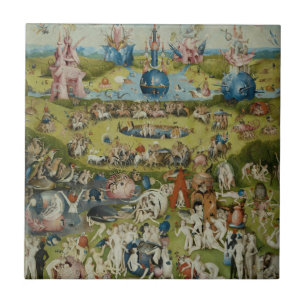 Trädgård av jordiska fröjder, 1490-1500 kakelplatta