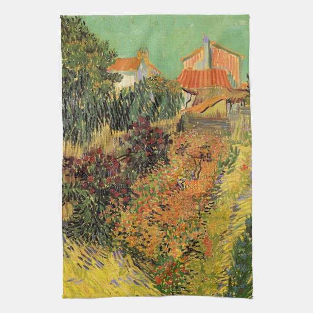 Trädgård bakom ett hus av Vincent van Gogh Kökshandduk (Vertikal)