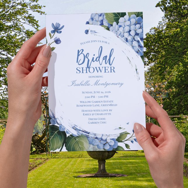 Trädgård Blå Hydrangea Bröllopsdusch Inbjudningar (Garden Blue Hydrangea Bridal Shower Invitations
)