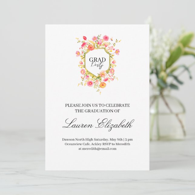 Trädgård bohemisk akvarell blommor examen inbjudningar (Stående Fram)