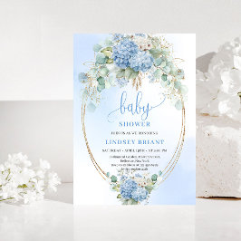 Trädgård Boho Blå Blommig Baby Shower Inbjudan