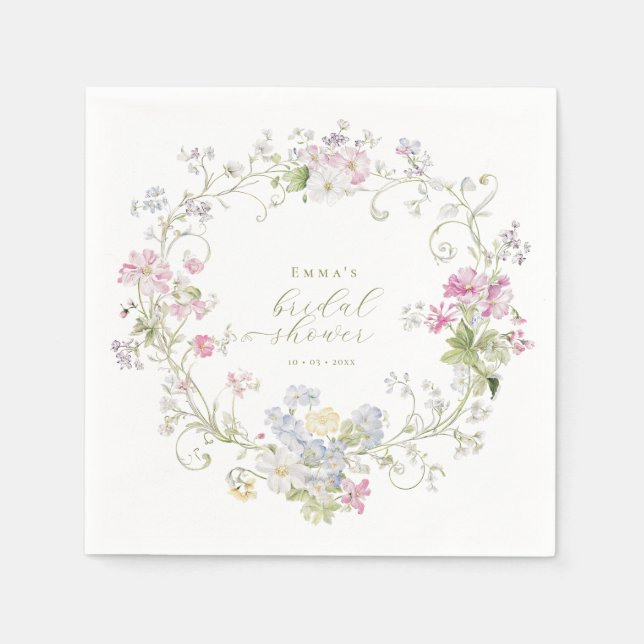 Trädgård Boho Vilda blommor Bröllopsdusch Pappersservett (Framsidan)