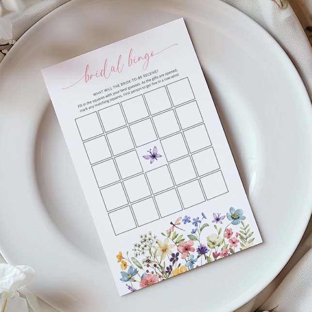Trädgård Bröllopsbingo med vilda blommor och fjäri (Skapare uppladdad)