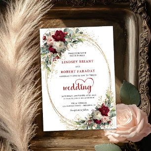 Trädgård Burgundy Bohemisk Blommig Bröllopsinbjuda Inbjudningar