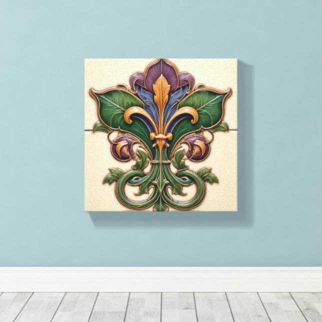 Trädgård Fleur-de-Lis Canvastryck (Insitu (trägolv))