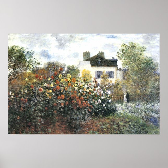 Trädgård i Argenteuil, Monet, Fint konsttryck Poster (Framsidan)